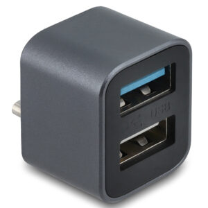 DELOCK mini USB hub 64359, 2x θυρών, USB 3.2, 10Gbps, USB-C σύνδεση, γκρι