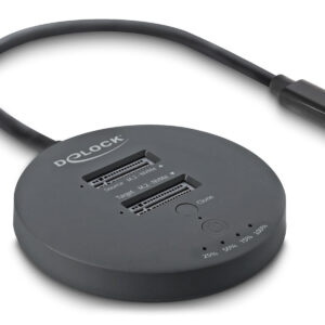 DELOCK docking station για M.2 NVMe PCIe SSD 64364, 2 θέσεων, 20Gbps, clone function, μαύρο