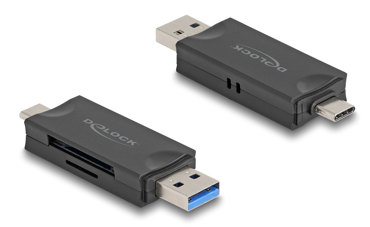 DELOCK card reader 91020 για SD & micro SD, USB/USB-C σύνδεση, 5Gbps, μαύρο - Image 3