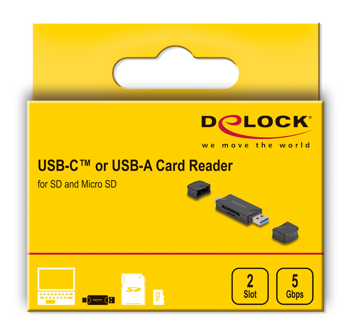 DELOCK card reader 91020 για SD & micro SD, USB/USB-C σύνδεση, 5Gbps, μαύρο - Image 5