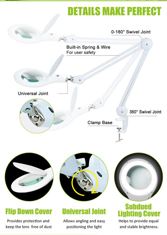 PROSKIT μεγεθυντικός φακός MA-1209LI με σφιγκτήρα, LED, 5D 2.25x, λευκός - Image 4