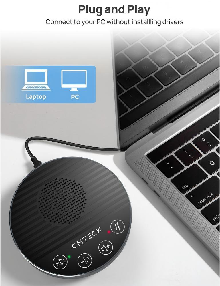 CMTECK επιτραπέζιο μικρόφωνο LE2102 με ηχείο, omnidirectional, USB/USB-C, μαύρο - Image 2